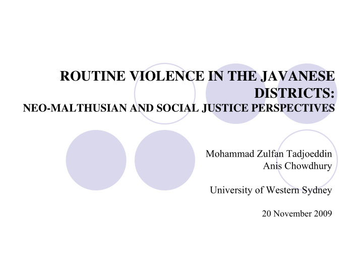 routine violence in the javanese districts