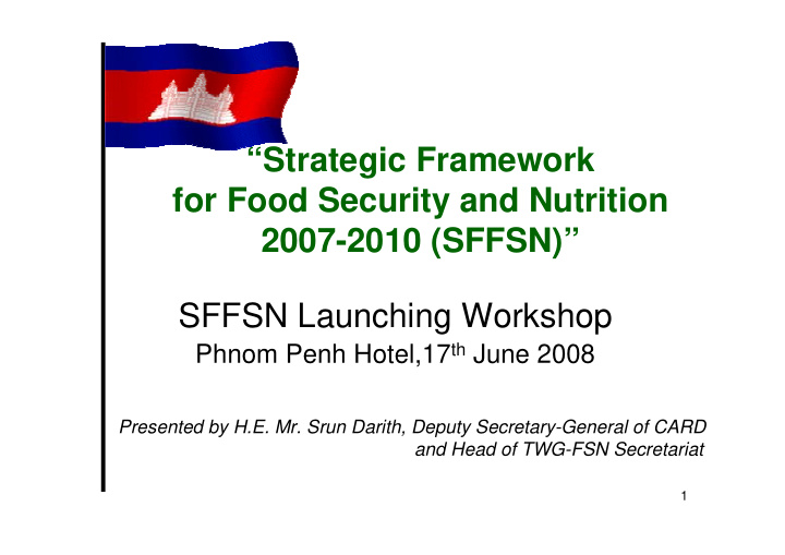strategic framework for food security and nutrition 2007
