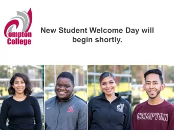 New Student Welcome Day will  begin shortly.  New Student Welcome Day  1  New Student Welcome Day