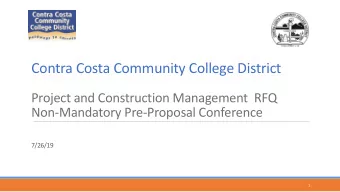 Contra Costa Community College District  Project and Construction Management  RFQ  Non-Mandatory