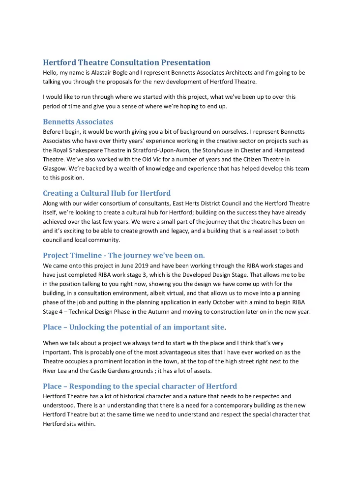 hertford theatre consultation presentation