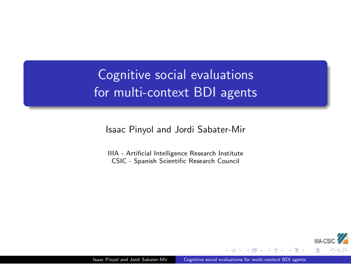 cognitive social evaluations for multi context bdi agents