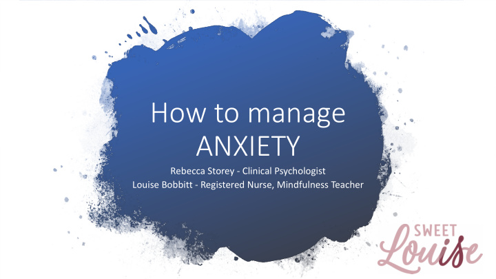 how to manage anxiety