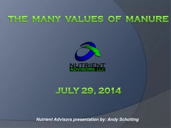 Bringing Value back to the operation by efficiently  utilizing Manure and Wastewater resources