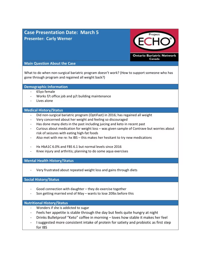 case presentation date march 5