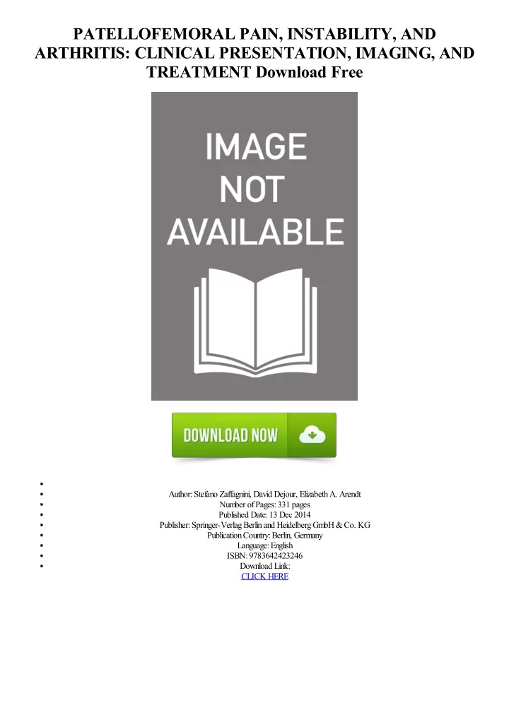 patellofemoral pain instability and arthritis clinical
