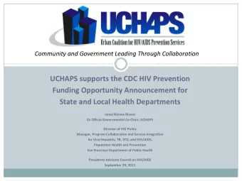 UCHAPS supports the CDC HIV Prevention Funding Opportunity Announcement for State and Local Health