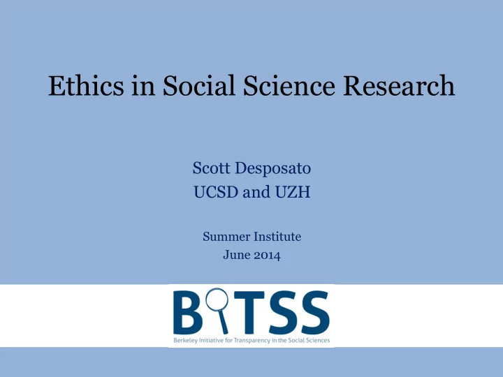 ethics in social science research