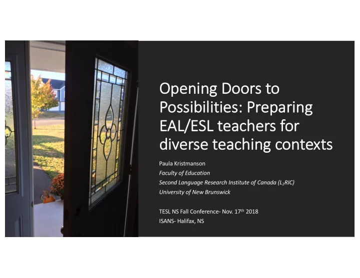 op opening do doors to po possibilities preparing ea eal