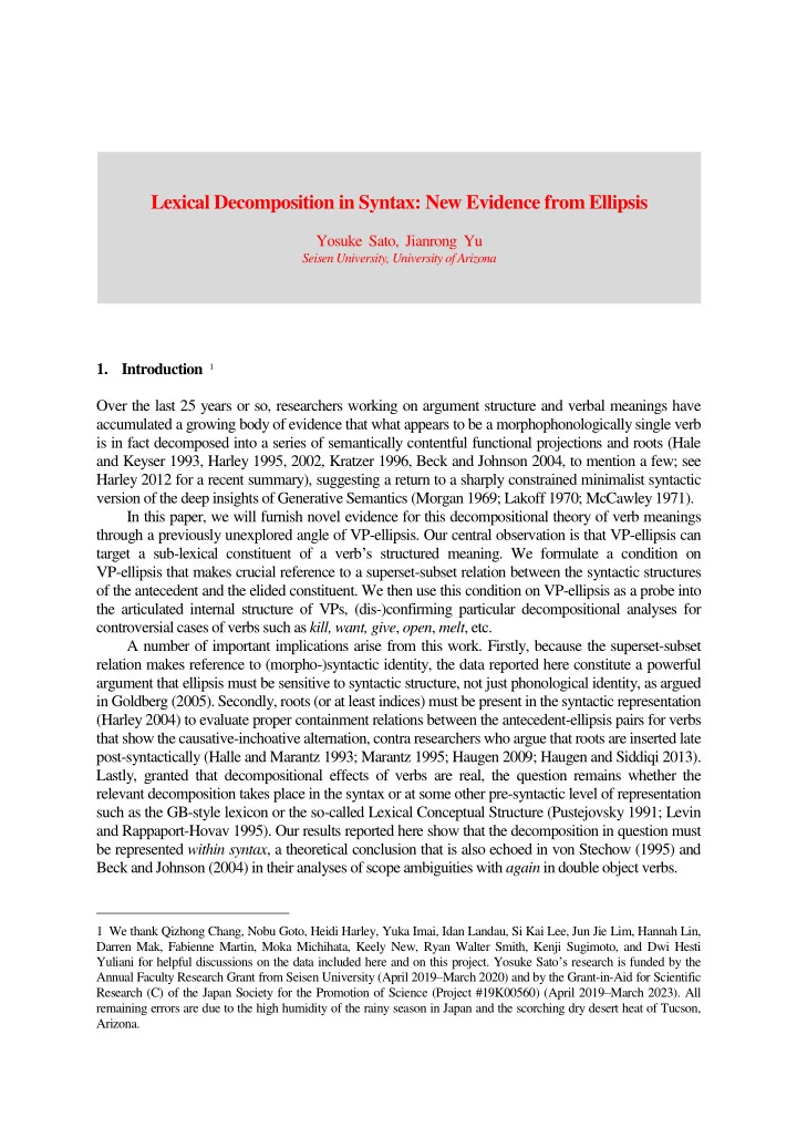 lexical decomposition in syntax new evidence from ellipsis