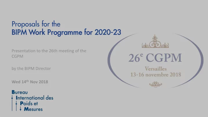 proposals for the