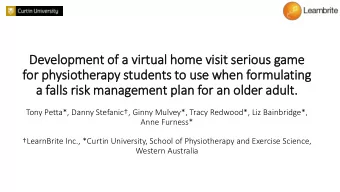 a fall  lls ri  risk management pla  lan for an old  lder adult. Tony Petta *, Danny Stefanic,