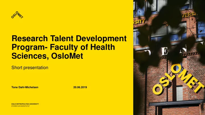 research talent development
