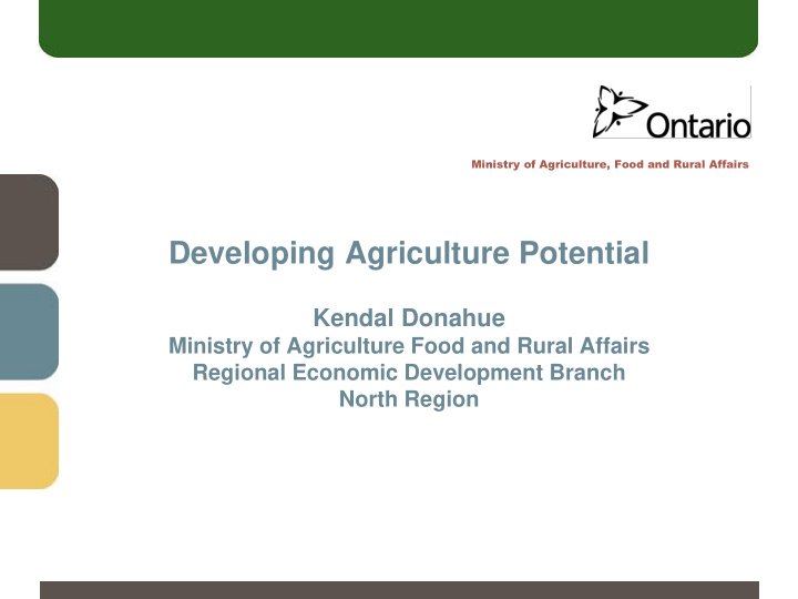 outline overview of omafra and the regional economic
