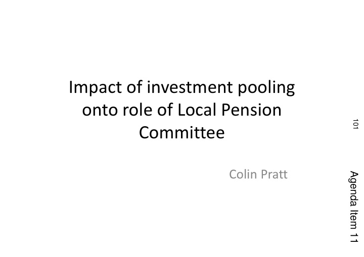 impact of investment pooling onto role of local pension