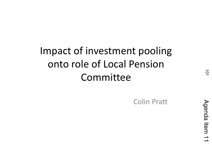 impact of investment pooling onto role of local pension