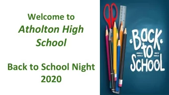 Atholton High  School  Back to School Night  2020  Meet the Atholton  Administrative  Team...  Mr.
