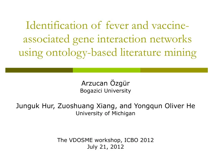 identification of fever and vaccine associated gene