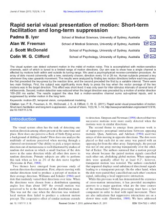 Rapid serial visual presentation of motion: Short-term  facilitation and long-term suppression