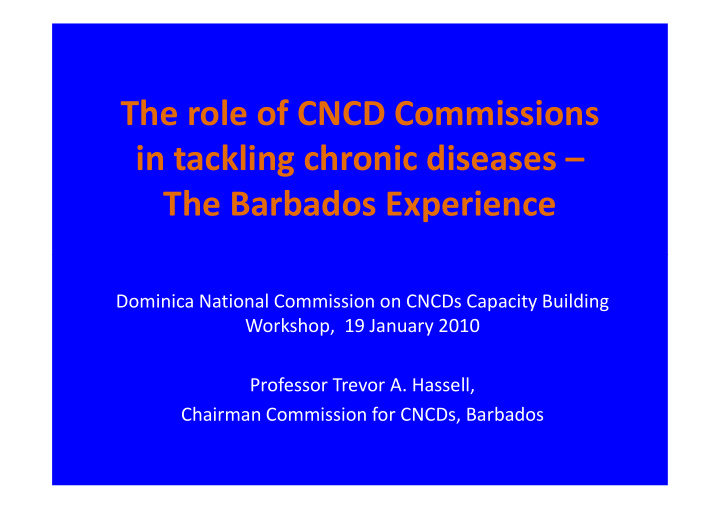the role of cncd commissions in tackling chronic diseases
