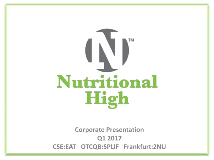 cse eat otcqb splif frankfurt 2nu forward looking