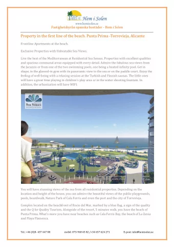 Property in the first line of the beach. Punta Prima -Torrevieja, Alicante  Frontline Apartments at