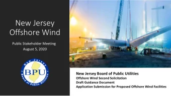 New Jersey  Offshore Wind  Public Stakeholder Meeting  August 5, 2020  New Jersey Board of Public