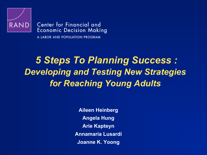 5 steps to planning success