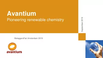 Avantium  September 2019  Pioneering renewable chemistry  BeleggersFair Amsterdam 2019  Disclaimer