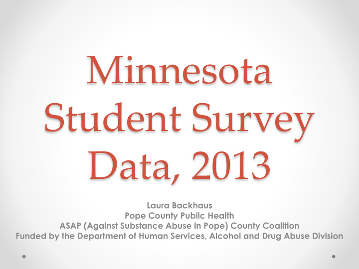 minnesota student survey data 2013