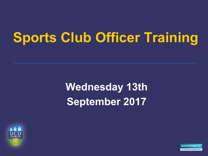 sports club officer training