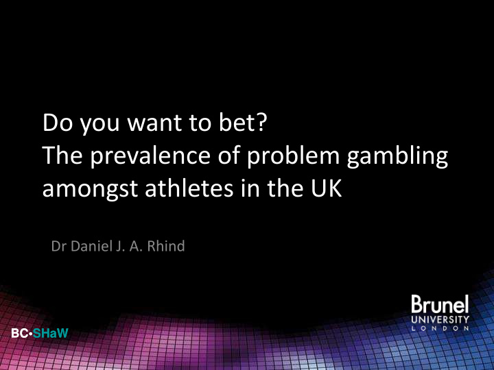 do you want to bet the prevalence of problem gambling