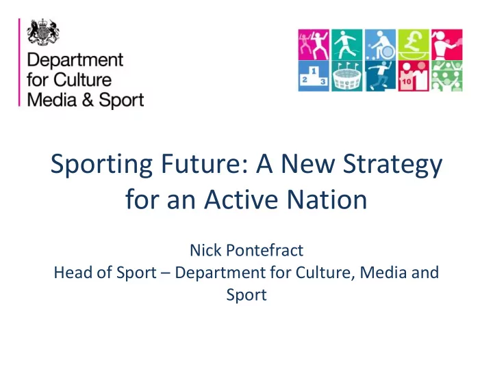 sporting future a new strategy for an active nation