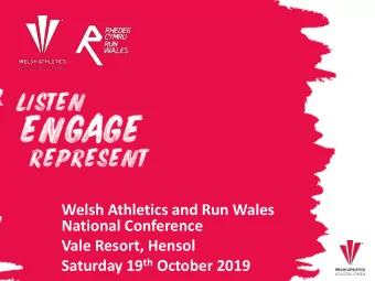 National Conference  Vale Resort, Hensol Saturday 19 th October 2019  How Sports Injury Fix Can