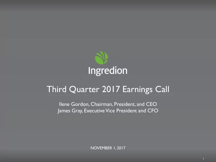 third quarter 2017 earnings call