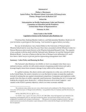 Statement of Philip A. Miscimarra Senior Fellow, The Wharton School, University Of Pennsylvania