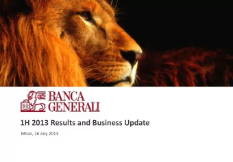 1H 2013 Results and Business Update  Milan, 26 July 2013 Todays Agenda  1H 2013 Results  Net