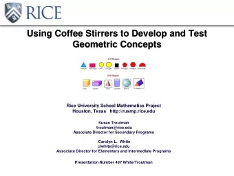Using Coffee Stirrers to Develop and Test  Geometric Concepts  Rice University School Mathematics