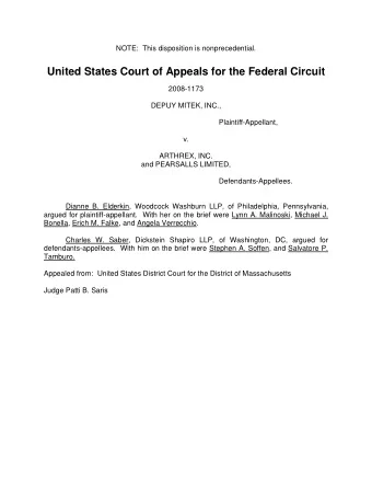 United States Court of Appeals for the Federal Circuit  2008-1173  DEPUY MITEK, INC.,