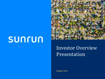 Investor Overview  Presentation August 2019  Safe Harbor &amp; Forward Looking Statements  This
