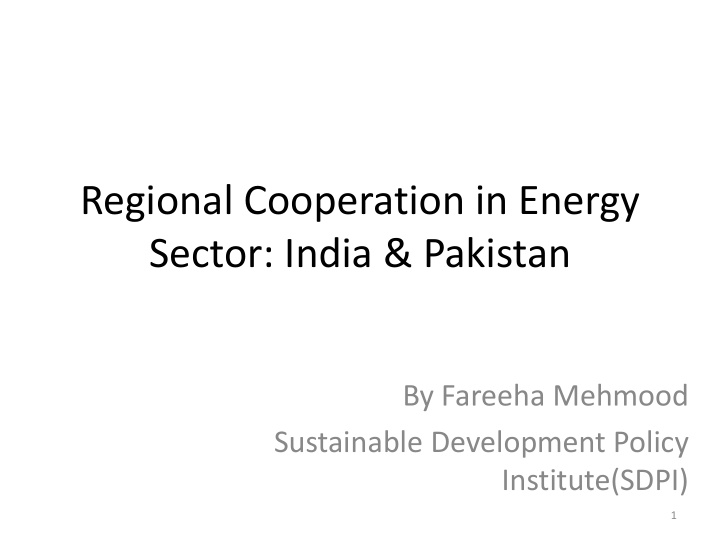 regional cooperation in energy