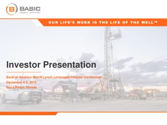 Investor Presentation  Bank of America Merrill Lynch Leveraged Finance Conference  December 4-5,