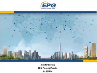 Investor Briefing  EPG: Financial Results  Q1 2019/20  Disclaimer This document has been prepared