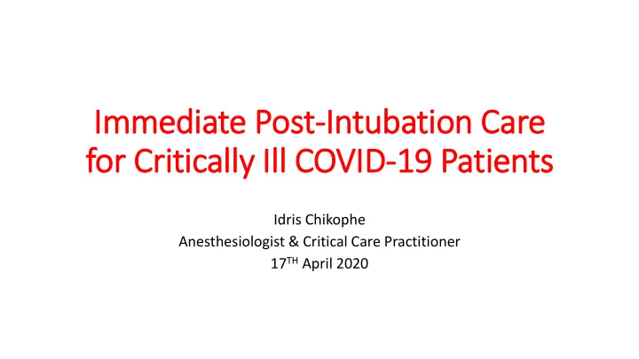 for critically ill ill covid 19 patients