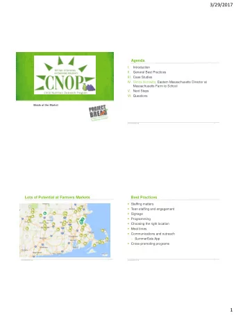 3/29/2017  Agenda  I.  Introduction  II.  General Best Practices  III. Case Studies  IV. Simca