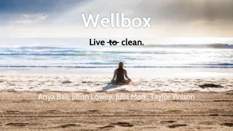 Wellbox  Live  to  clean.  Anya Bali, Jillian Lowey, Julia Mark, Taylor Wilson  Do you know how