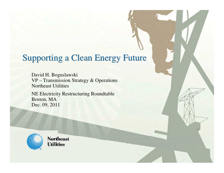 supporting a clean energy future supporting a clean