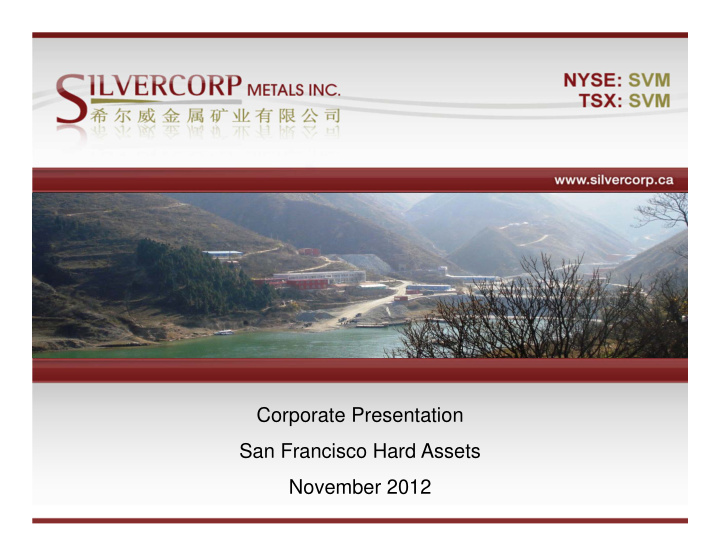 corporate presentation san francisco hard assets november