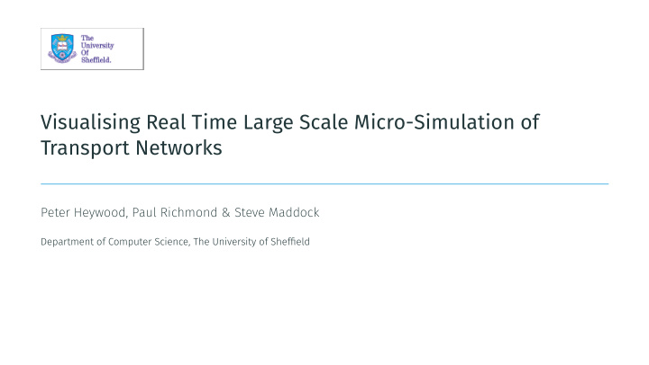 visualising real time large scale micro simulation of