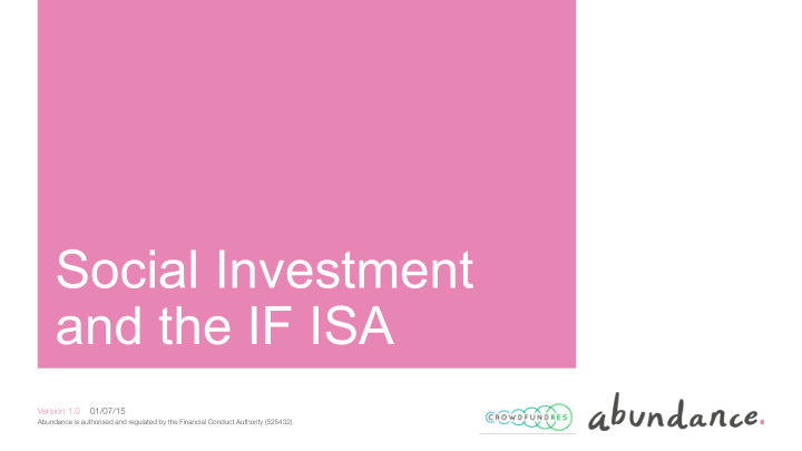 social investment and the if isa